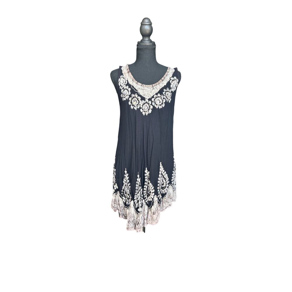 Rayon black and white tie dye swing dress one size fits most